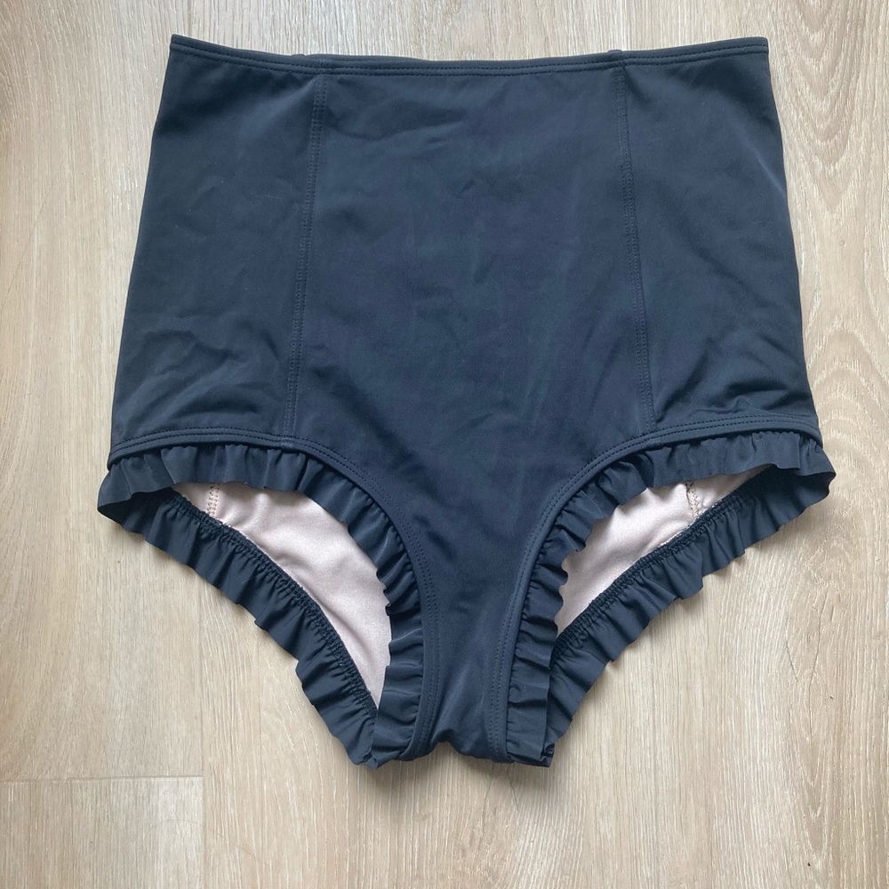 Kortni Jeane black ruffle high waist swim bottom